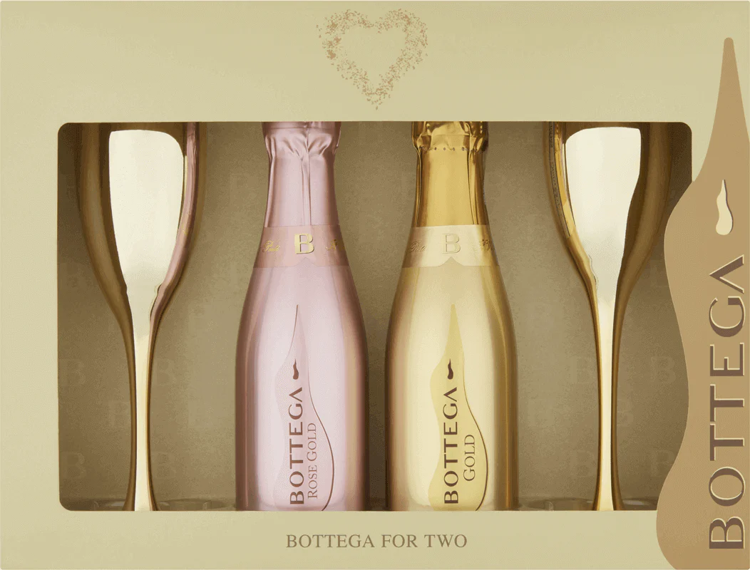 Bottega Duo Gold & Rose Gold with 2 x Metallic Glasses Gift Set