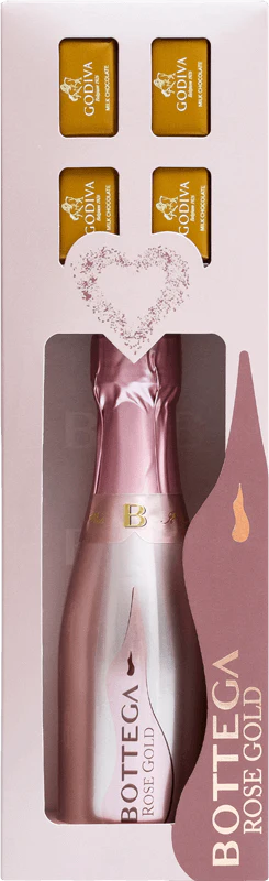 Bottega Prosecco Rose 20cl and 4 Godiva Chocolates