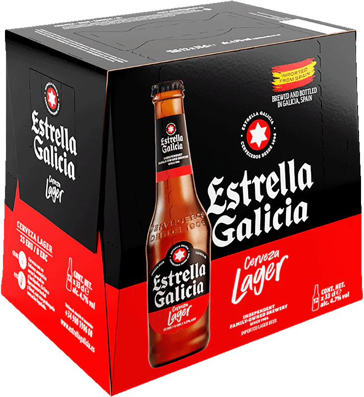 Estrella Galicia Lager 12 Pack (33cl Bottles)