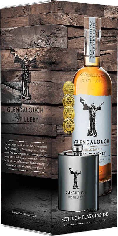 Glendalough Double Barrel 70cl Btl & Hip Flask