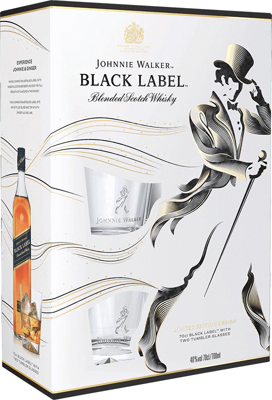 Johnnie Walker Black Label Glass Pack 70cl