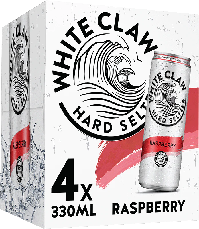 White Claw Hard Seltzer Raspberry 4 Pack (33cl Cans)